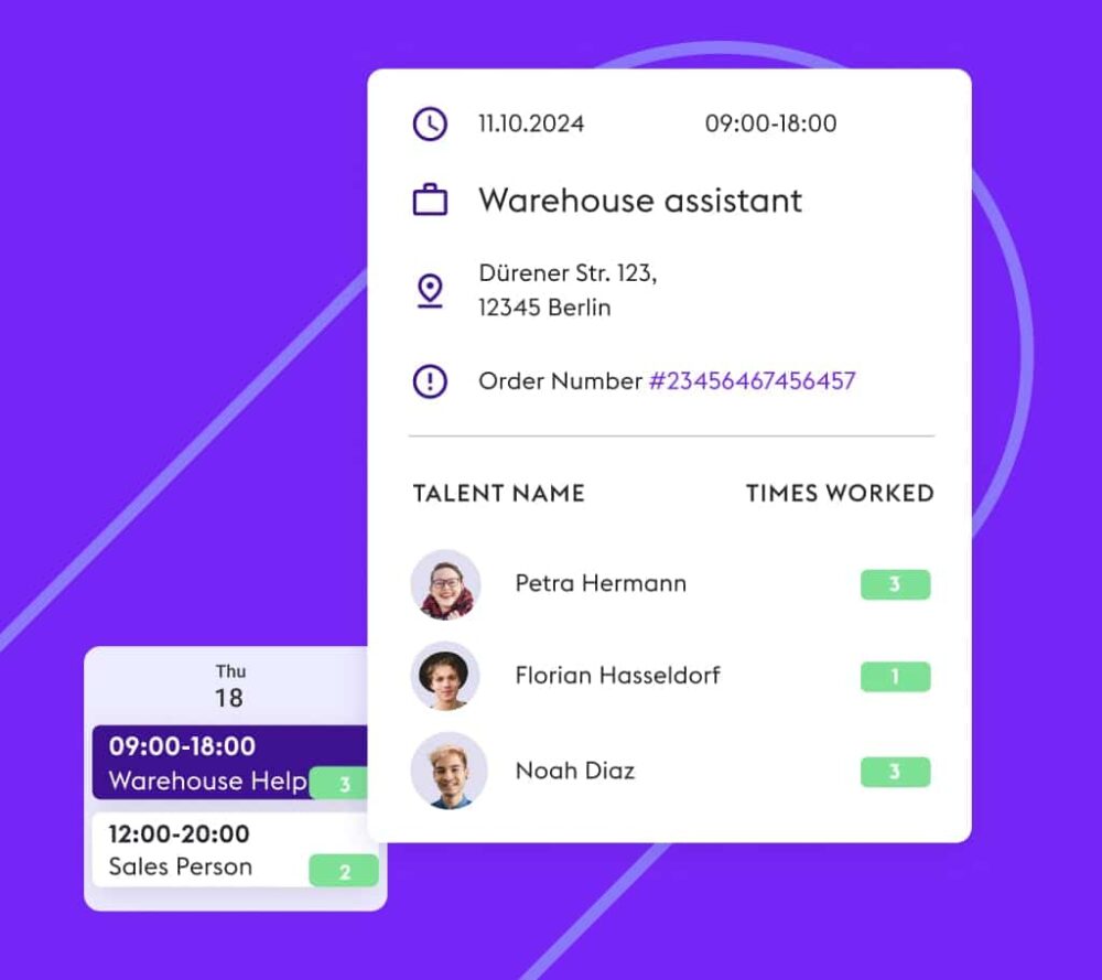 The image shows how you can track the booking status of your shifts in real-time.