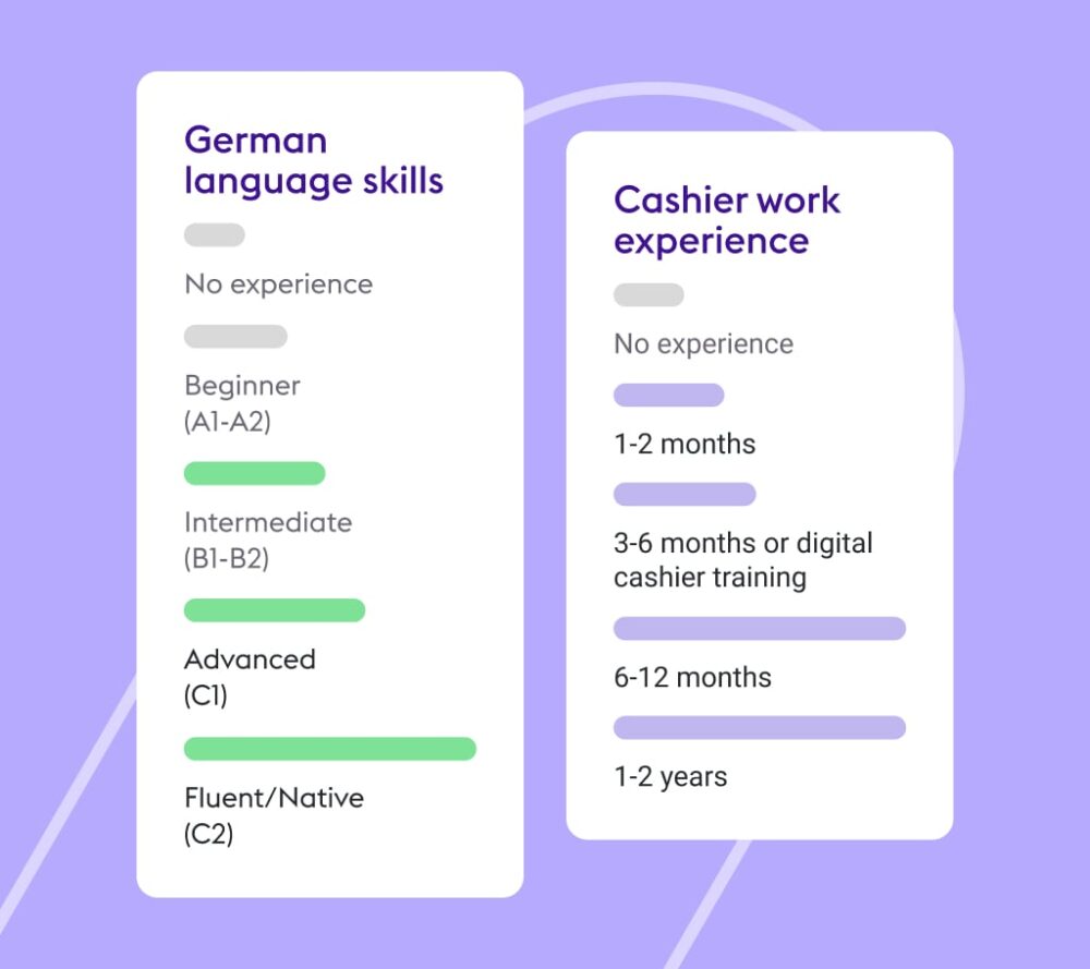 This image shows how you can adjust the requirements for your student workers in the Zenjob booking platform.